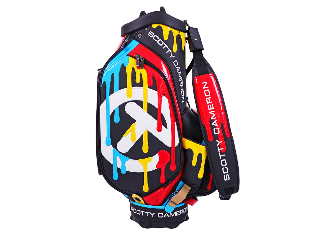 “For Tour Use Only” 2025 Hawaii Sony Open Black Paint Drip Circle T Leather Staff Bag