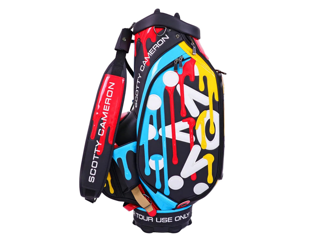 “For Tour Use Only” 2025 Hawaii Sony Open Black Paint Drip Circle T Leather Staff Bag